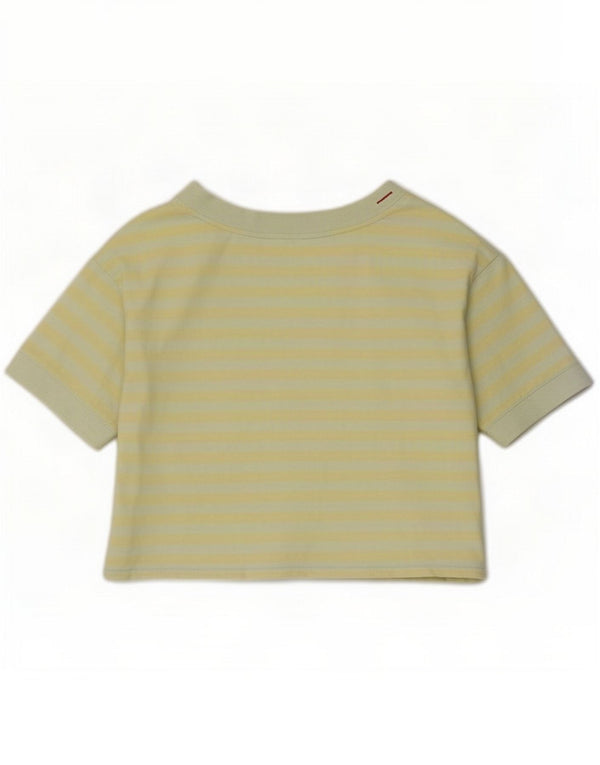 Guess Womens Crop Oversize Graphic T-Shirt Top UK 6 XS Vert Rayé