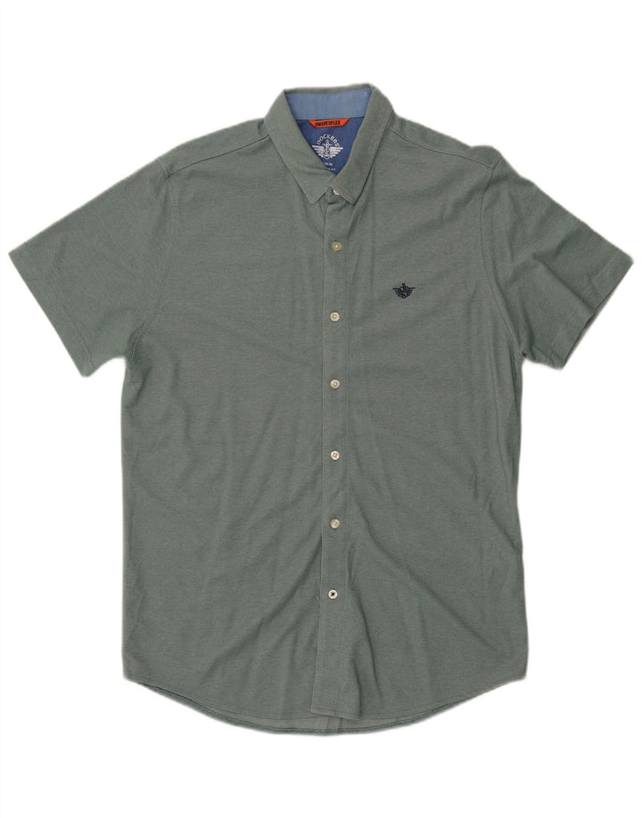DOCKERS Chemise à Manches Courtes Coupe Moderne Homme Vert Moyen Coton