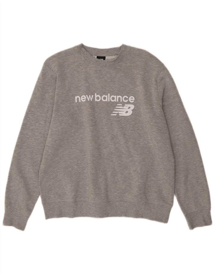 NEW BALANCE Sweat-shirt graphique pour femme UK 16 Large Gris Coton