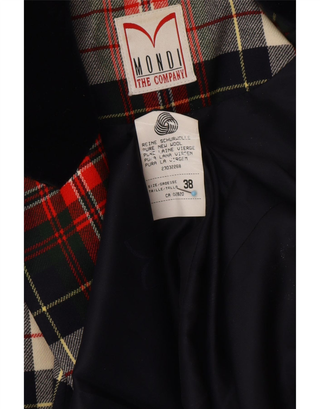 MONDI Veste blazer longue pour femme EU 38 Rouge moyen à carreaux classique