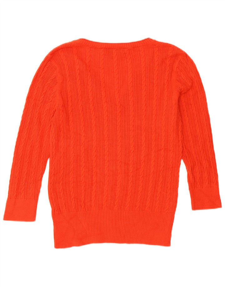 EDDIE BAUER Pull surdimensionné à manches 3/4 et col en V pour femme UK 6 XS Rouge