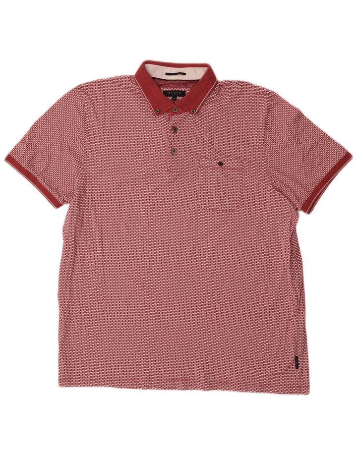 Ted Baker Polo à motif abstrait pour homme Taille 6 2XL Rouge Coton