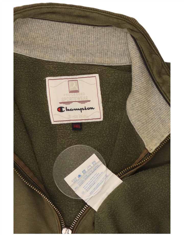 CHAMPION Sweat-shirt col zippé homme 3XL Kaki Coton