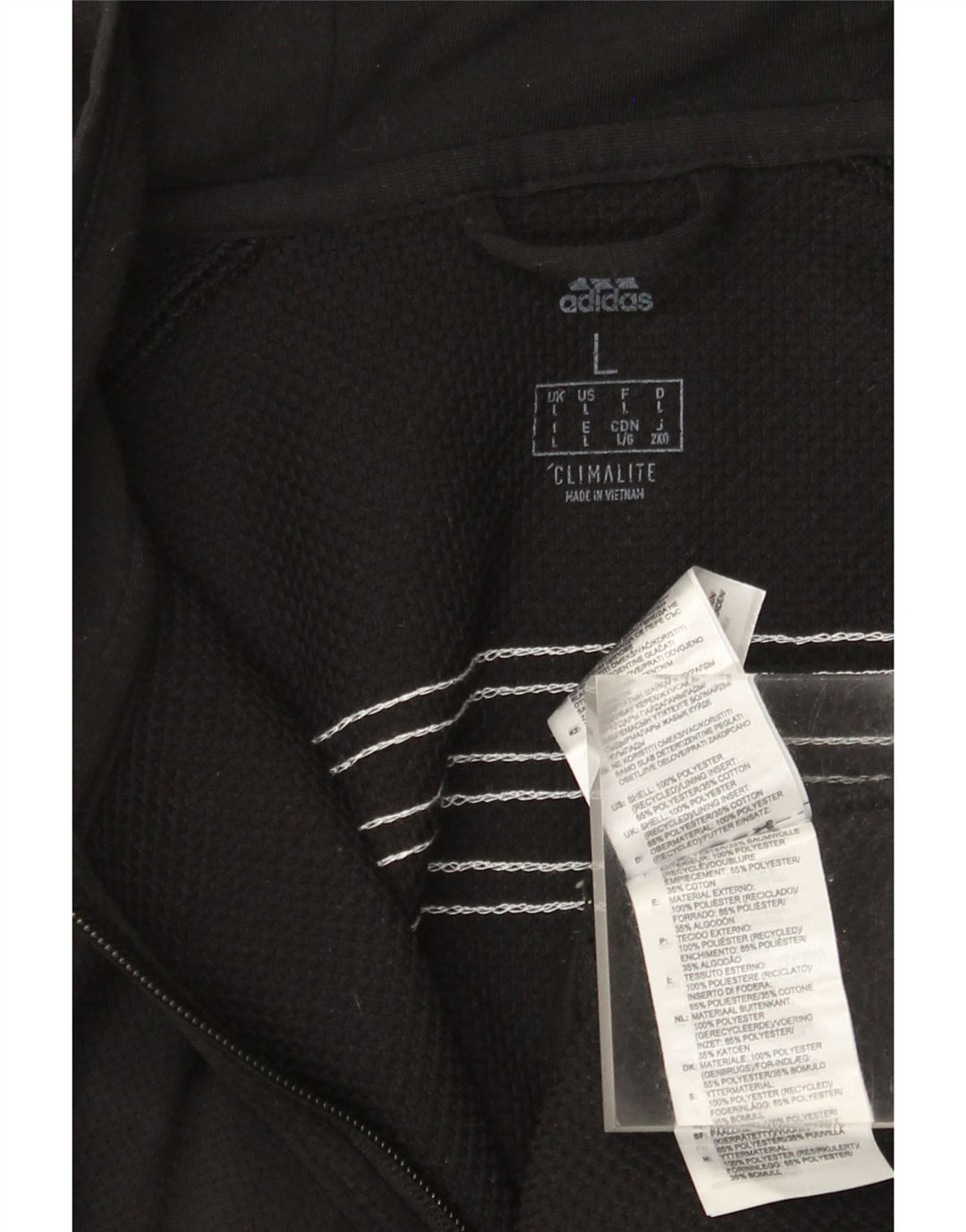 Adidas Hommes Climalite Zip Sweat À Capuche Grand Noir Polyester