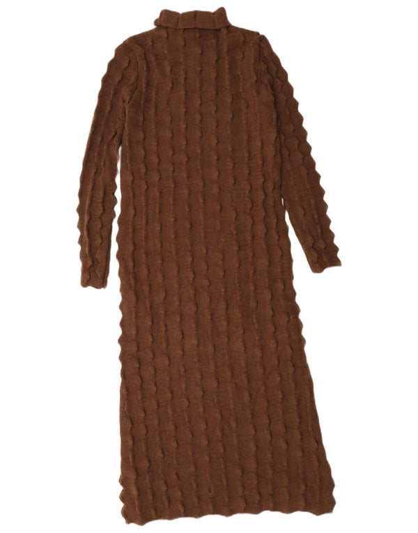 Zara Robe pull à manches longues pour femme UK 10 Petit Acrylique Marron