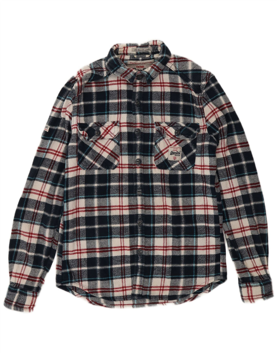 SUPERDRY Chemise Flanelle Homme Petit Carreau Bleu Marine Coton