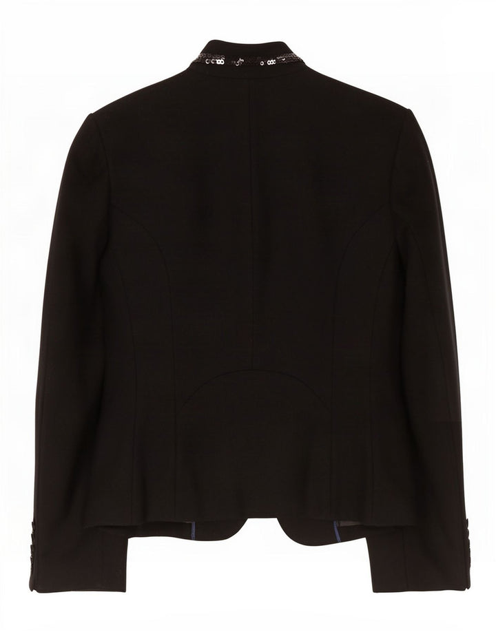 Edina Ronay Veste Blazer Femme UK 10 Petite Laine Noire