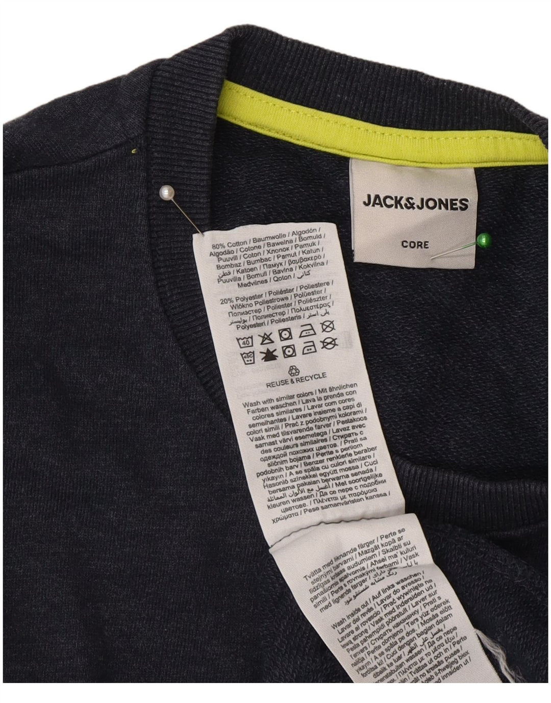 Jack & Jones Sweat-shirt graphique pour homme en coton bleu marine Small