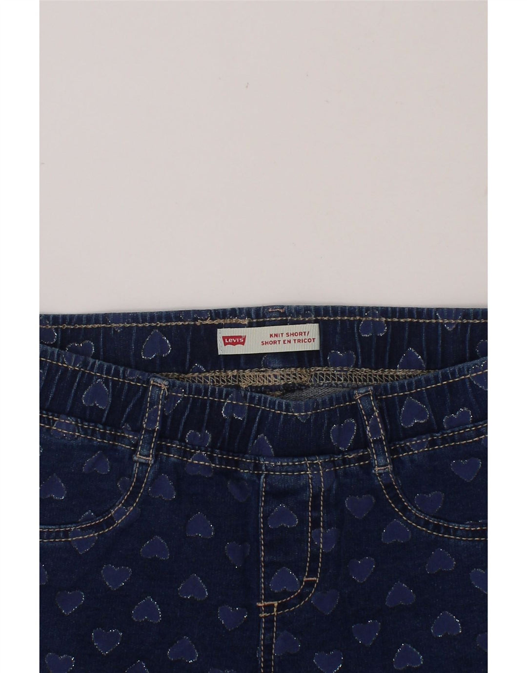 LEVI'S Girls Abstract Pattern Casual Shorts 11-12 Years W26  Navy Blue Vintage Levi's and Second-Hand Levi's from Messina Hembry 