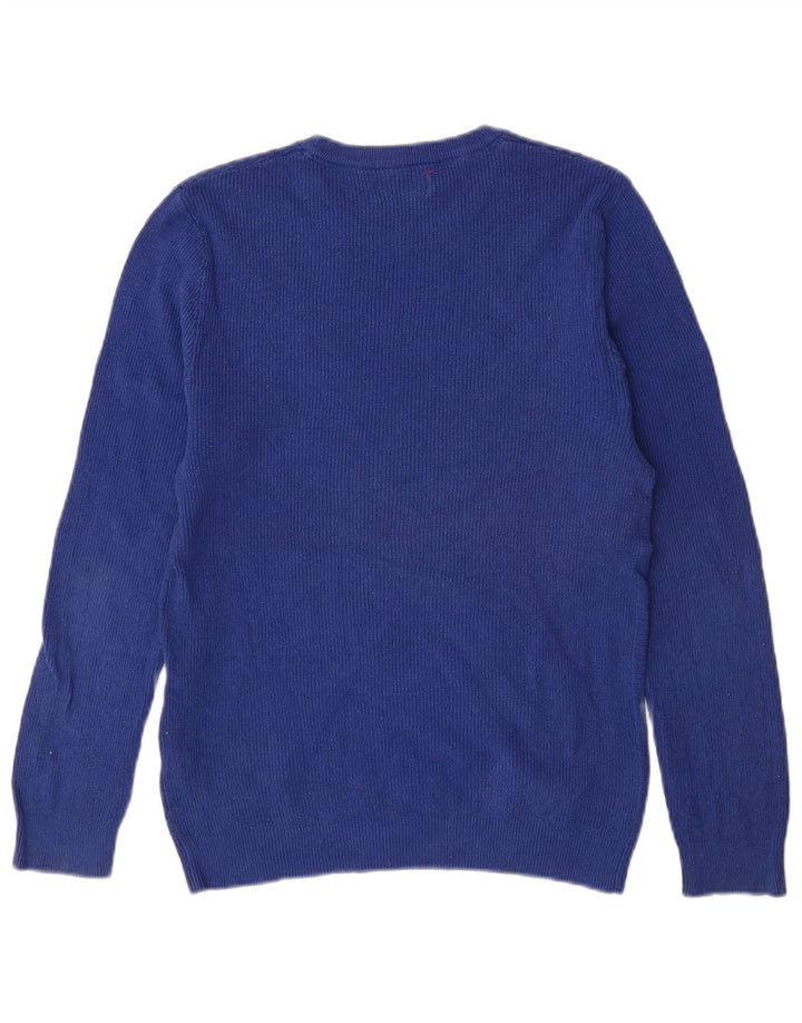 Zara Pull à col rond pour homme Petit coton bleu