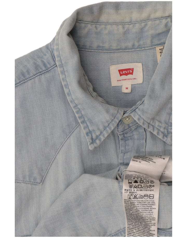 Levi's Chemise en Jean à Manches Courtes Homme Bleu Moyen Coton
