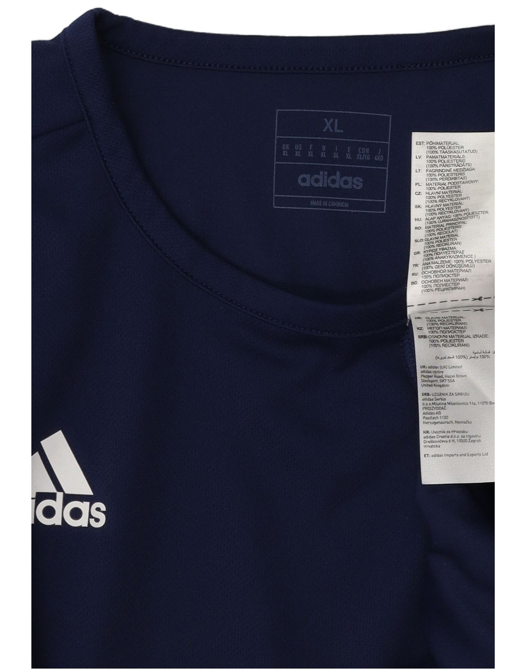 ADIDAS Mens T-Shirt Top XL Navy Blue Colourblock Polyester