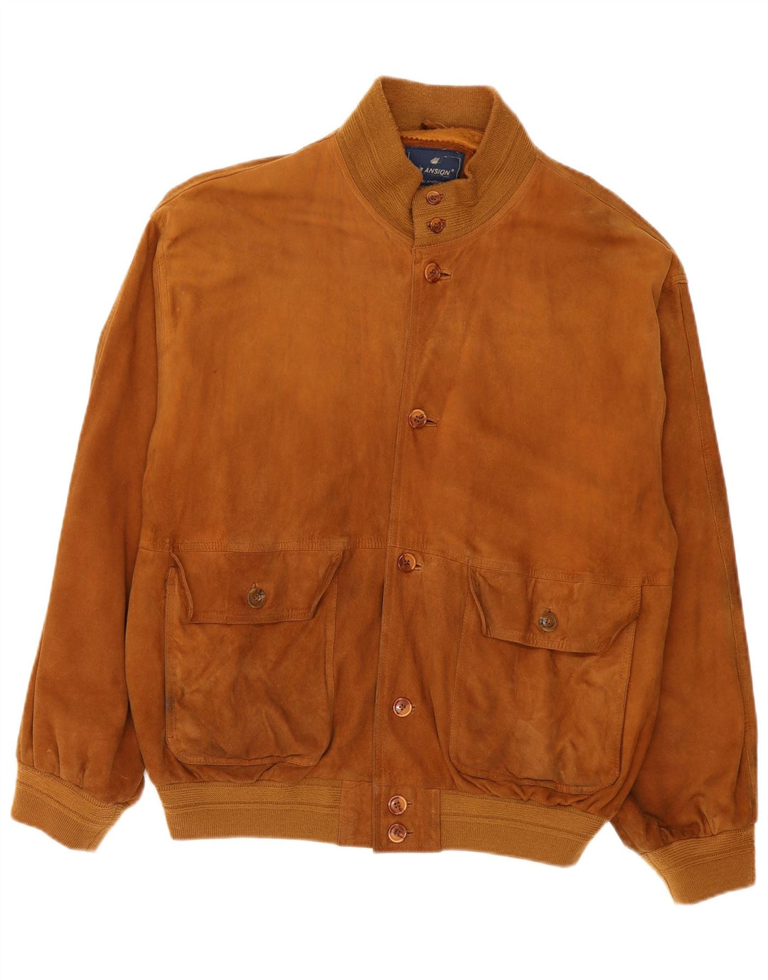 vintage Mens Suede Bomber Jacket IT 56 3XL Cuir Marron