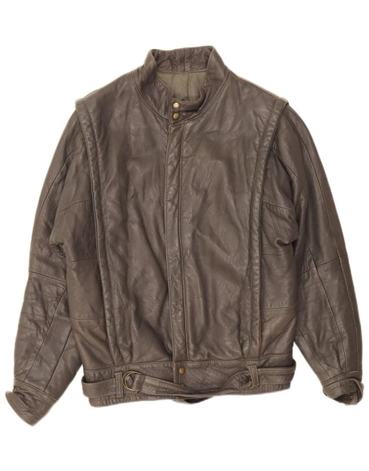 veste en cuir coupe ample vintage pour hommes IT 44 XS cuir gris