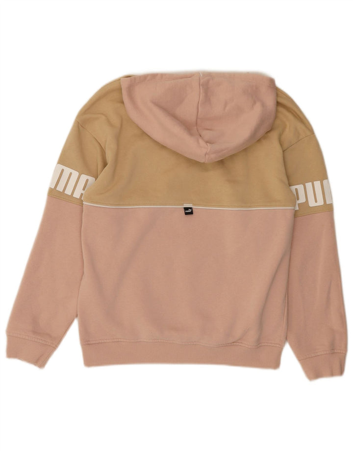 PUMA Sweat à capuche graphique pour fille 13-14 ans Rose en coton color block
