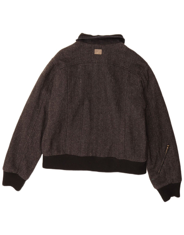 Pyramid Mens Bomber Jacket UK 40 Large Grey Herringbone Wool