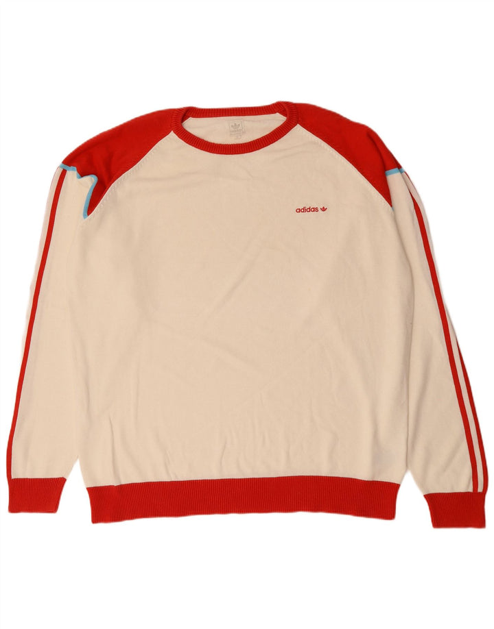 Adidas Sweat-shirt pour homme XL en coton color block blanc