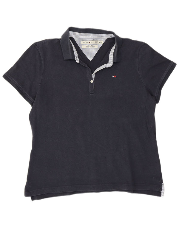 Tommy Hilfiger Polo Femme UK 18 XL Bleu Marine Coton