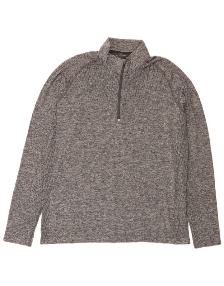 EDDIE BAUER Haut de survêtement pour homme avec col zippé XL Gris chiné