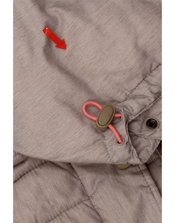 Superdry Veste matelassée à capuche pour femme UK 14 Large Gris Polyester