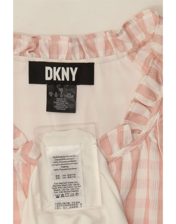 DKNY Robe fourreau pour femme EU 42 Grand tissu vichy rose en polyester