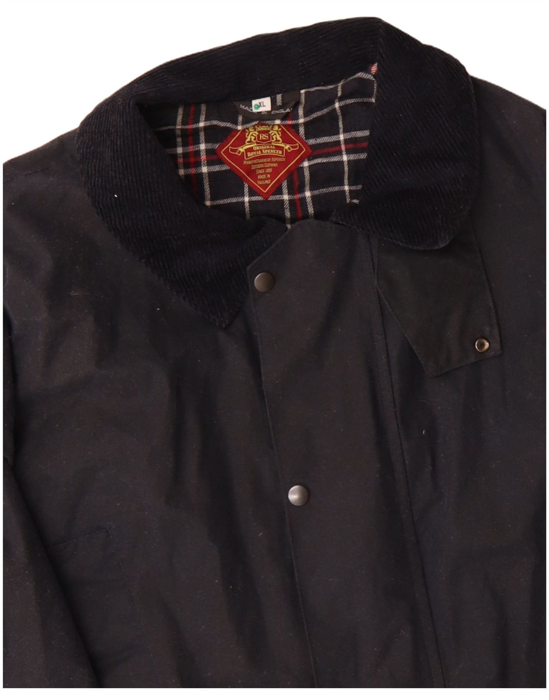 ROYAL SPENCER Veste ample en coton ciré pour homme UK 42 XL Bleu marine en coton