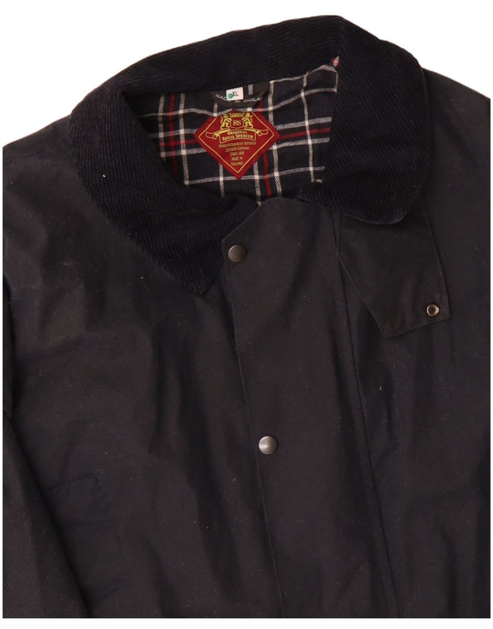 ROYAL SPENCER Veste ample en coton ciré pour homme UK 42 XL Bleu marine en coton