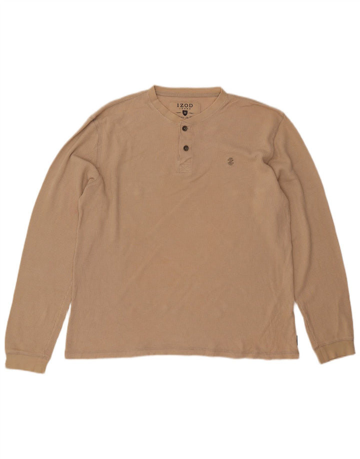 IZOD Haut Homme Manches Longues Coton Beige Moyen