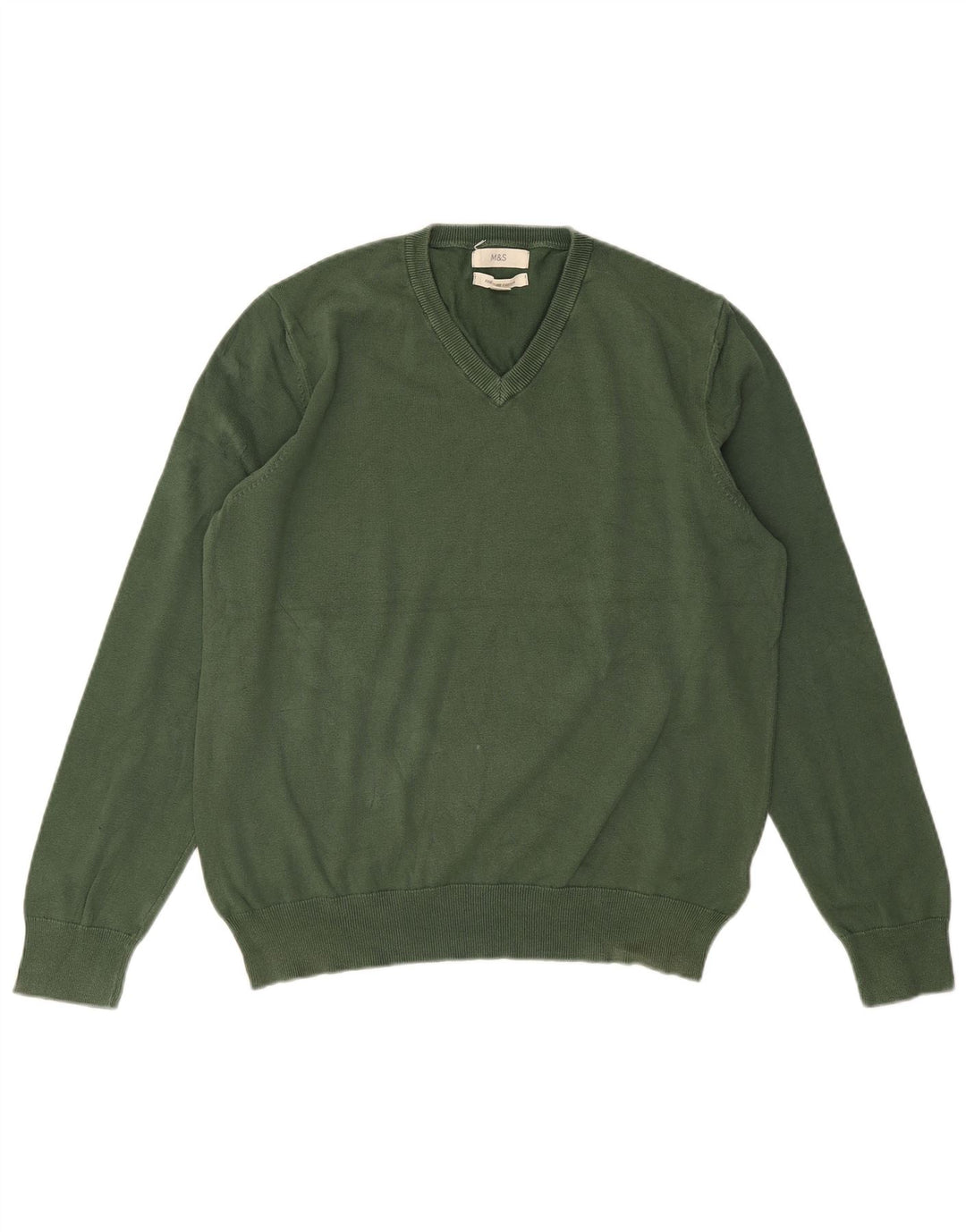MARKS & SPENCER Pull col V pour homme en coton vert Taille L