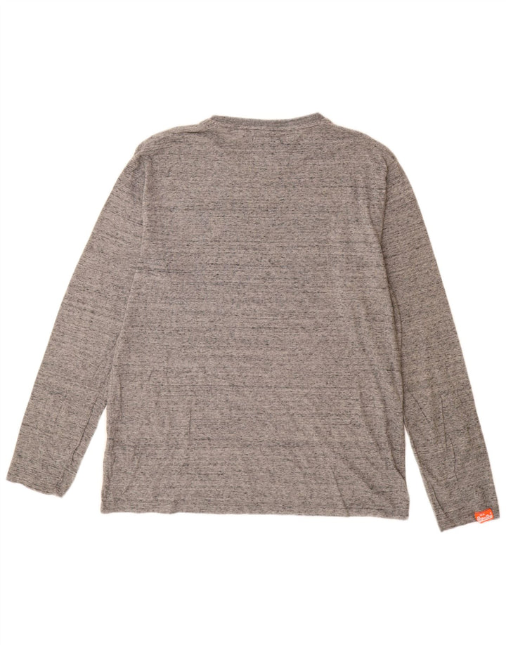 Superdry Haut à Manches Longues XL Gris Moucheté Coton Homme