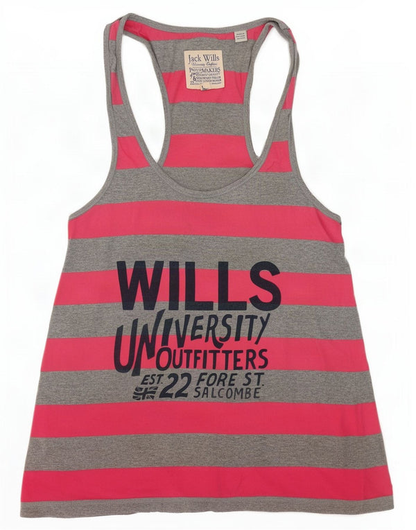 Jack Wills Débardeur graphique pour femme UK 8 petit coton rayé gris