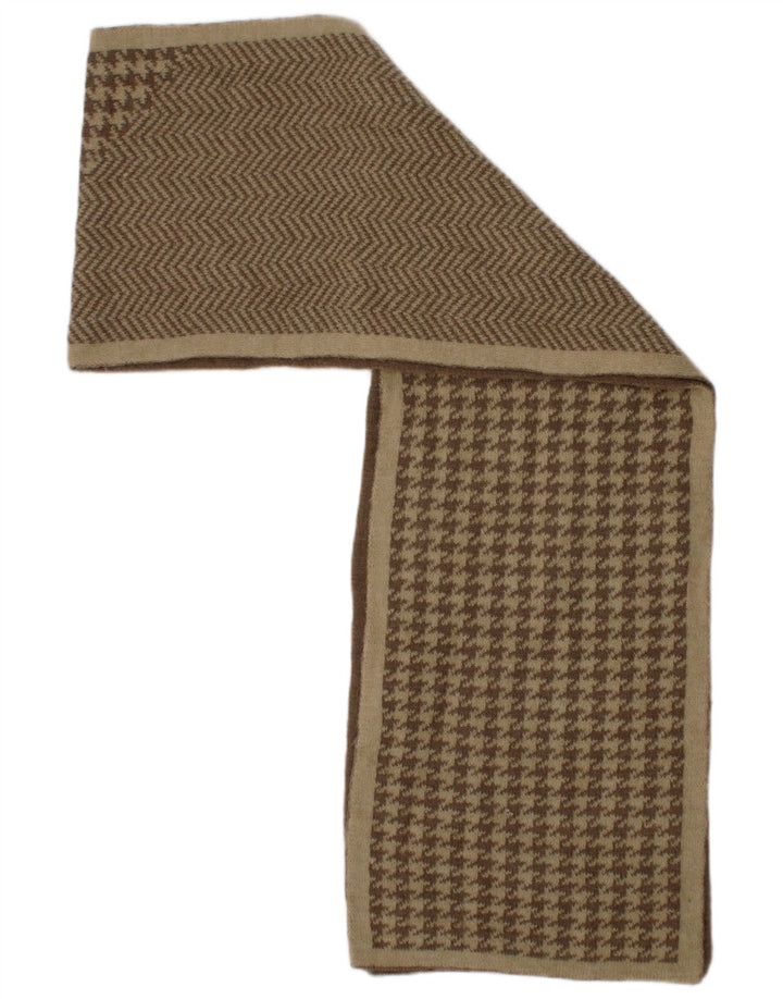 vintage Femmes Rectangle Écharpe Taille Unique Beige Pied-de-Poule Classique