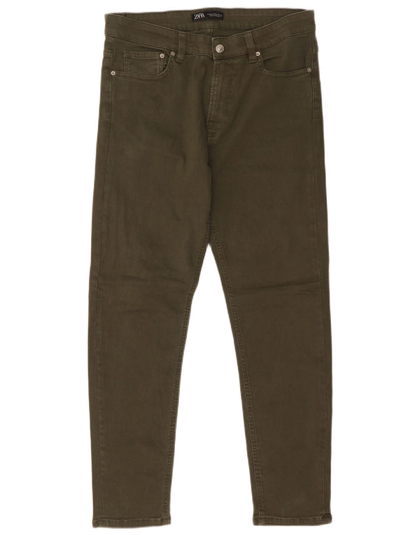 Zara Jean Slim Homme EU 42 Large W32 L28 Kaki Coton