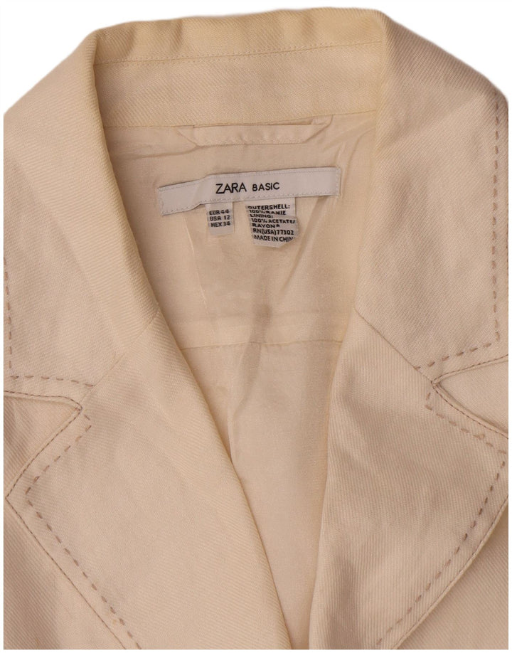 Zara Femme Veste Blazer 2 Boutons EU 44 XL Acétate Blanc Cassé