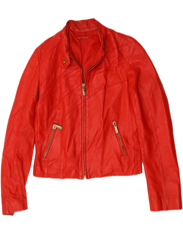 veste de course en cuir femme vintage IT 44 cuir rouge moyen