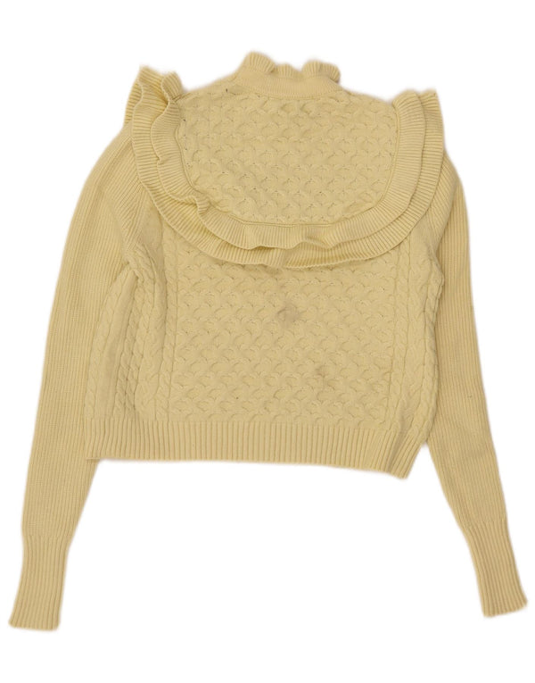 Zara Pull court à col roulé pour femme UK 10 Petite viscose jaune
