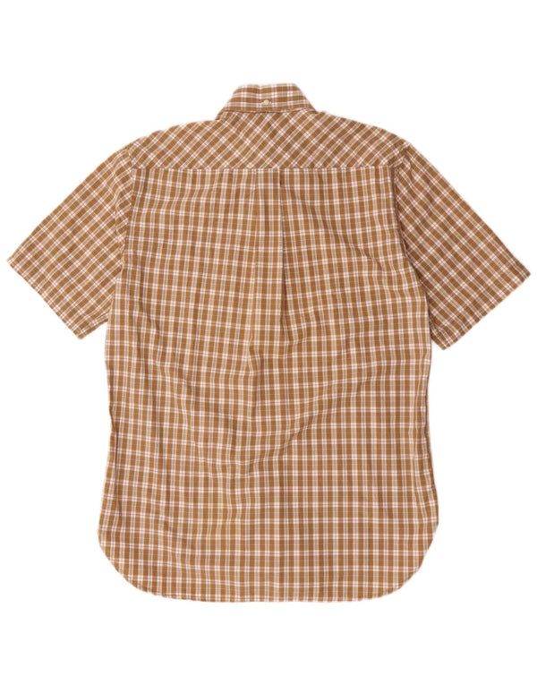 Tommy Hilfiger Chemise à manches courtes pour homme en coton à petits carreaux marron