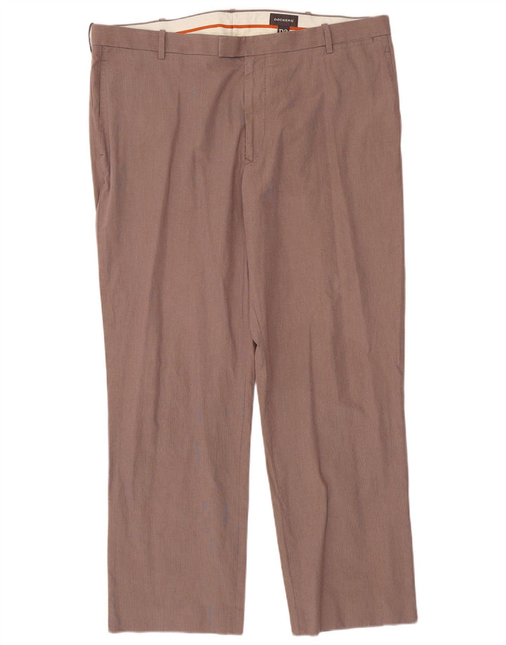 DOCKERS Pantalon de Costume Droit Homme W40 L30 Marron Pied de Poule Coton