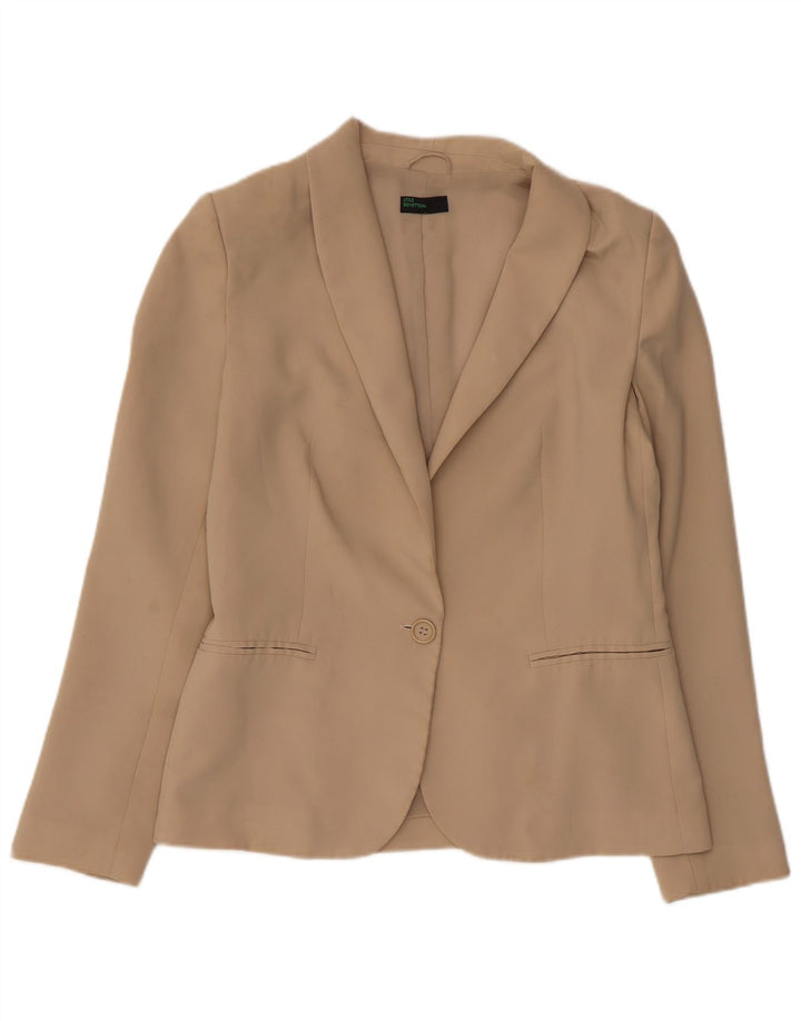Benetton Veste Blazer 1 Bouton Femme UK 12 Beige Moyen