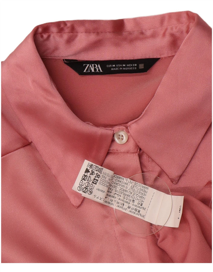 Zara Chemisier surdimensionné pour femme UK 14 Polyester rose moyen