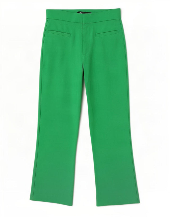 Pantalon Capri Femme Zara Petit W26 L22 Vert