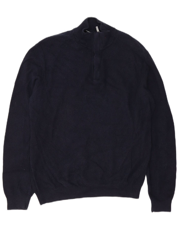 Massimo Dutti Pull col zippé pour homme en coton bleu marine Taille L