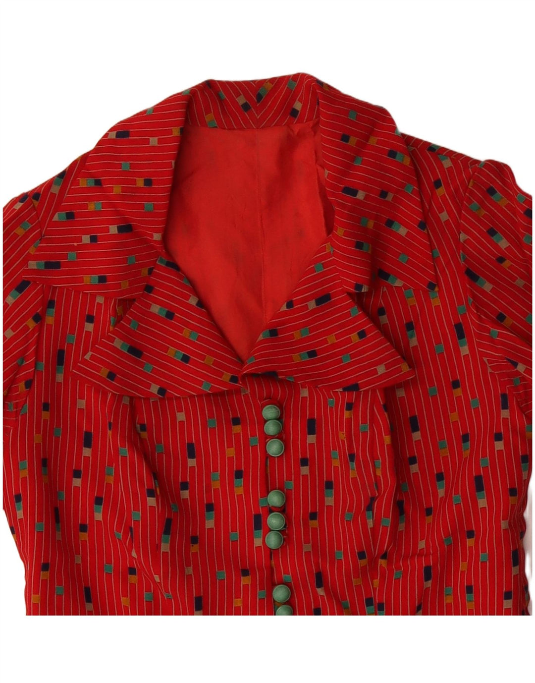 VINTAGE Robe A-Line Femme UK 12 Moyen Rouge Moucheté