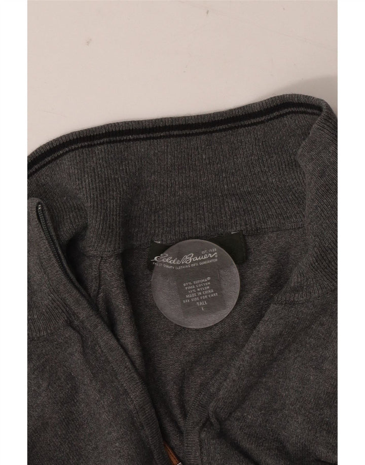 EDDIE BAUER Pull à col zippé pour homme en coton gris grand