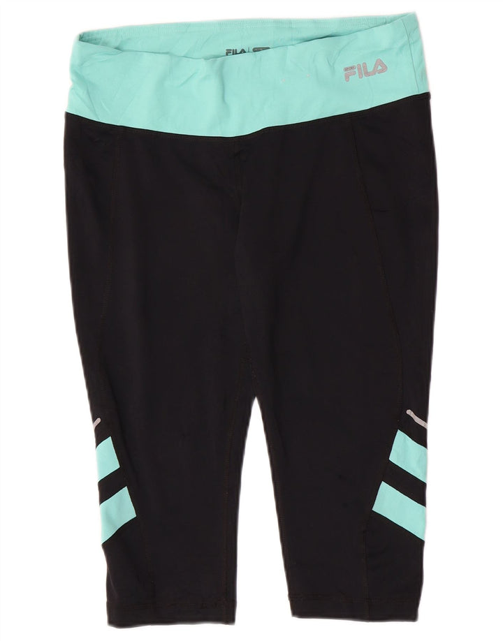 Fila Leggings Capri Femme UK 12 Noir Moyen Colorblock