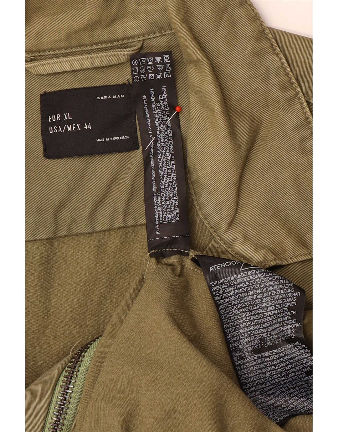 Zara Veste Bomber Homme UK 42 XL Coton Vert