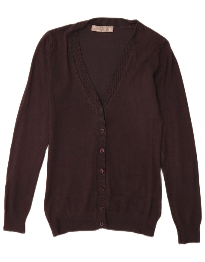 Zara Cardigan Femme Pull UK 12 Gris Moyen Viscose