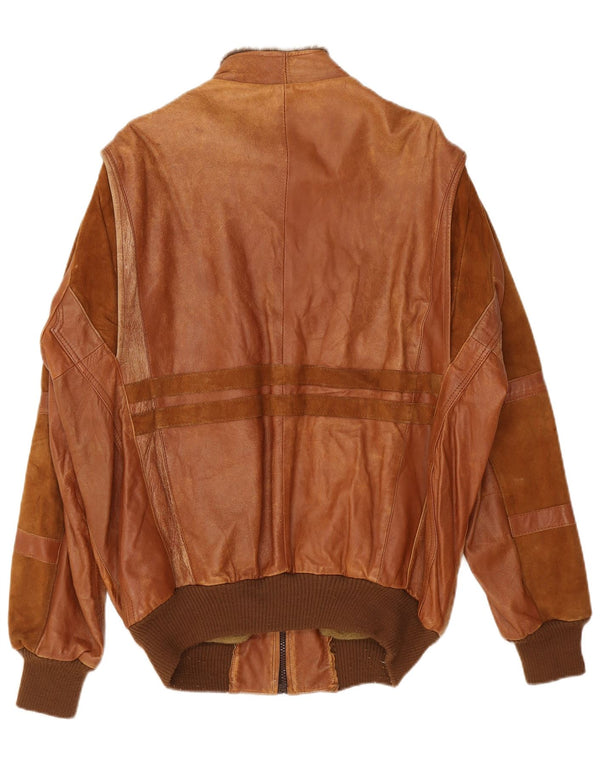 veste en cuir bombardier militaire vintage pour hommes UK 42 XL Brown Colourblock