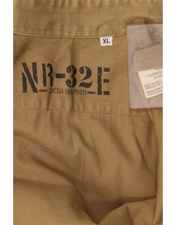 Chemise sans manches militaire vintage pour hommes XL coton kaki