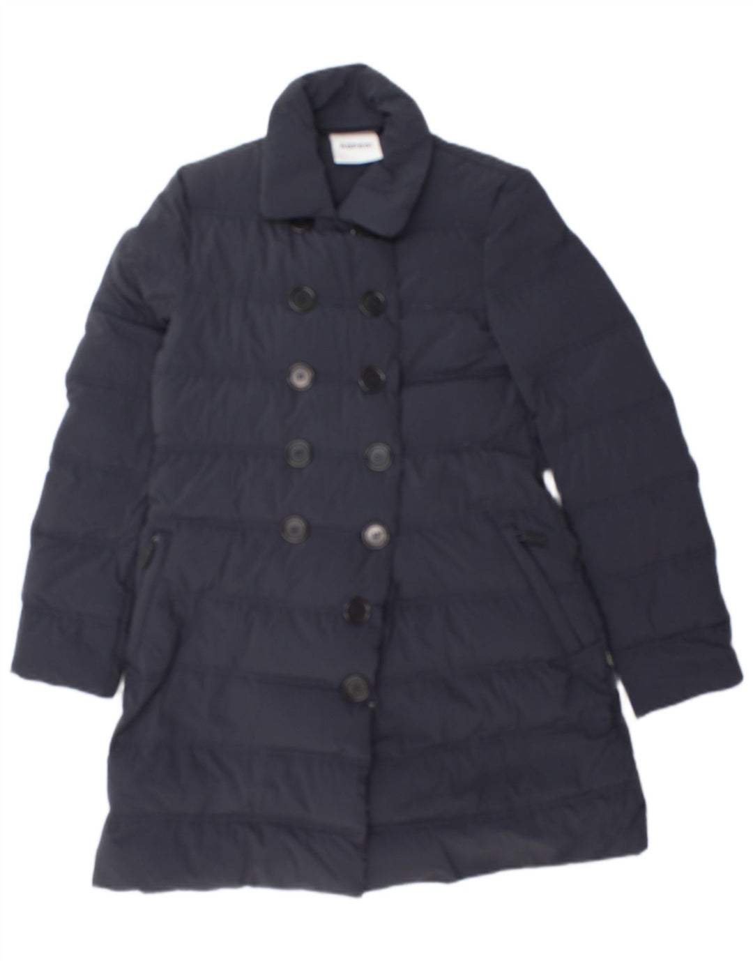 Aspesi Manteau matelassé à double boutonnage pour femme UK 10 Small Bleu marine Polyamide